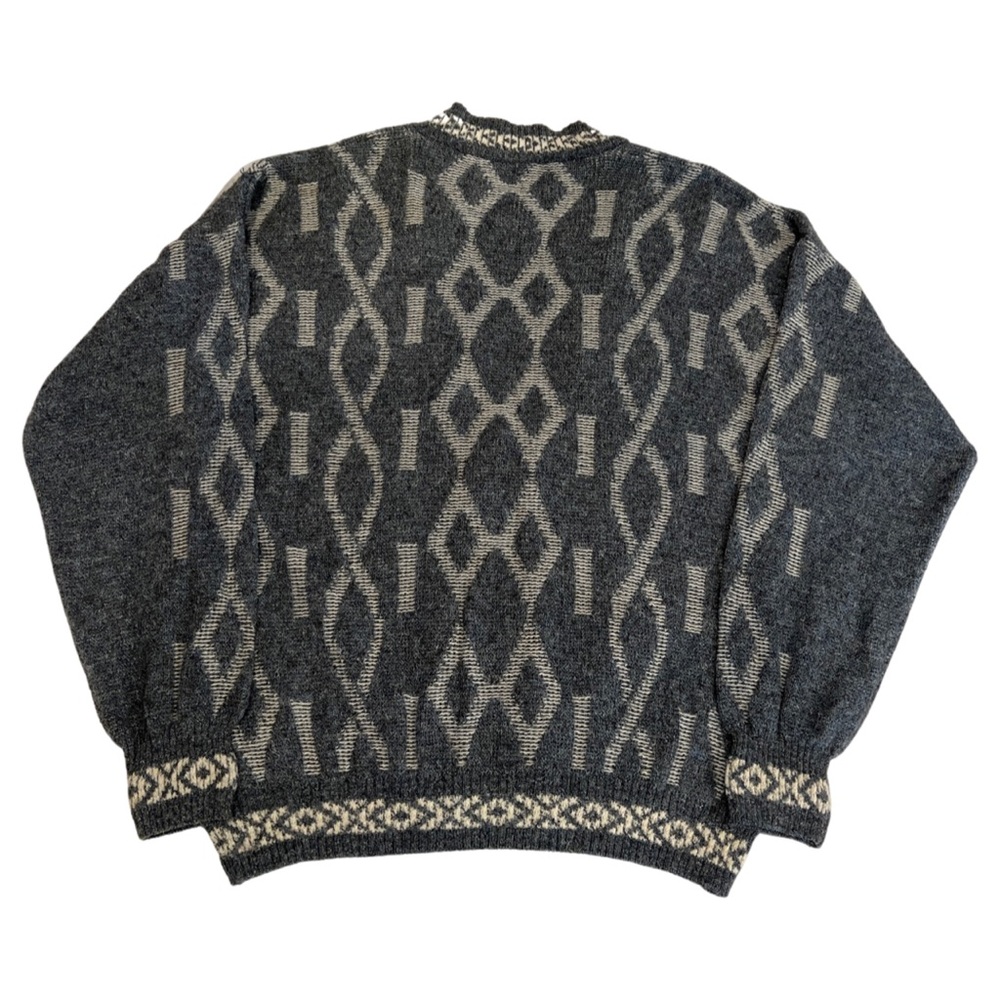 Vintage Patterned Cardigan, Kensington Brand, Made in Italy, V-Neck - Picture 2 of 9